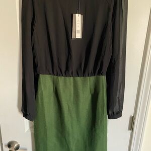 W118 by Walter Baker Black and Green Long Sleeve Dress